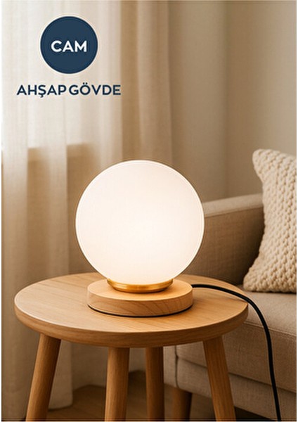 New Nuuq Beyaz Camlı Abajur 241935 Ahşap Malzeme ile Ev Ofis İçin Şık Aydınlatma fırsatları