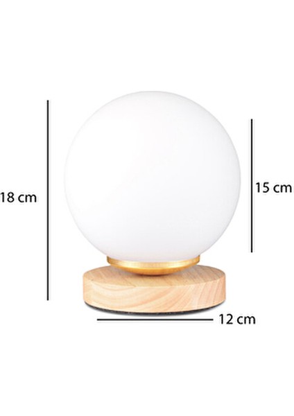 New Nuuq Beyaz Camlı Abajur 241935 Ahşap Malzeme ile Ev Ofis İçin Şık Aydınlatma