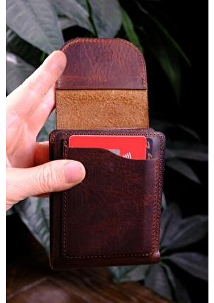 Rio İnce Tasarım Hakiki Gerçek Deri Cüzdan ve Kartlık Mıknatıslı Kapaklı Modern Stil