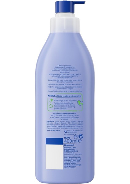 Değerli Yağlar İçeren Nemlendirici Vücut Losyonu Kiraz Çiçeği 400ml, Jojoba Yağı, Kuru Cilt Tipleri fiyatları