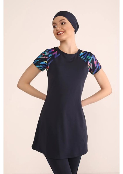 Büyük Beden Yarı Kapalı Havuz Mayo 0446-25 Koyu Lacivert fiyatları