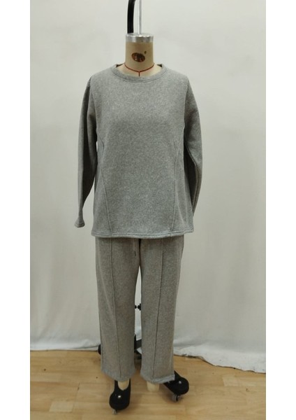 Kadın Uzun Kollu Yanları Nervurlu Viskon Iki Iplik ve Pantolon Ikili Takım