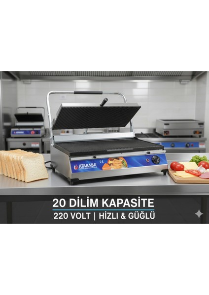 20 Dilim Döküm Tost Makinesi, 220V, Pratik ve Dayanıklı Izgara