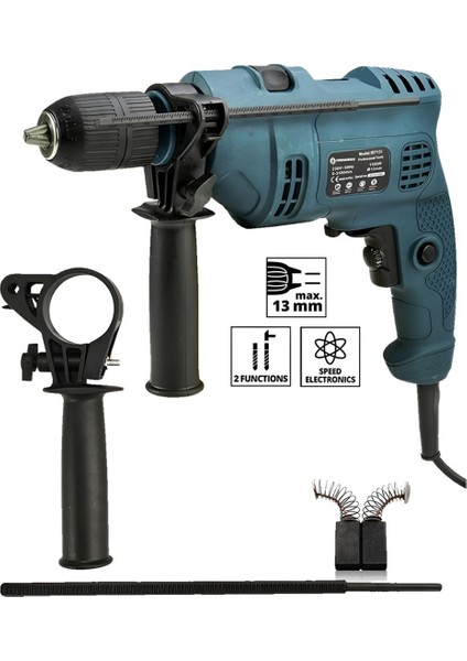 Güçlü 1100W 13MM Darbeli Elektrikli Matkap, Mavi Renk