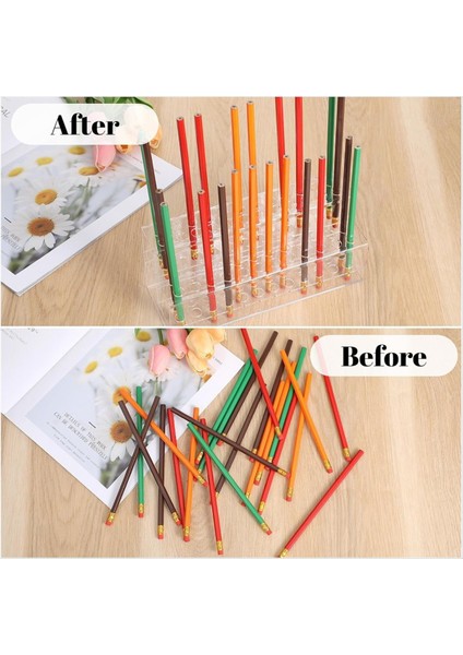 Akrilik Kalem Tutucu, 48 Yuvarlı Kalem Ekran Stand 2 Katmanlı Kalem Ekran Masası Ev Ofis Okulu Için Temiz Kaş Kalem (Yurt Dışından) modelleri