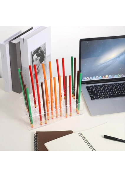Akrilik Kalem Tutucu, 48 Yuvarlı Kalem Ekran Stand 2 Katmanlı Kalem Ekran Masası Ev Ofis Okulu Için Temiz Kaş Kalem (Yurt Dışından) fırsatları