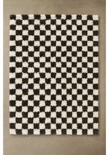 Chess Dama Desenli Kemik-Siyah Salon Oturma Odası Yatak Odası Koridor Makine Halısı Yolluk