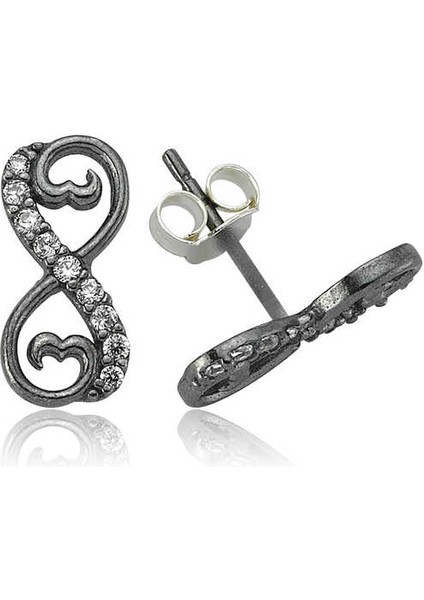 925 Ayar Gümüş Kalpli Sonsuzluk Çivili Küpe EA0710004 (892892)