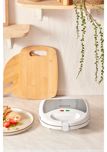 Portatif Beyaz Tost Makinesi, Çıkarılabilir Plakalar, Pratik ve Şık Tasarım