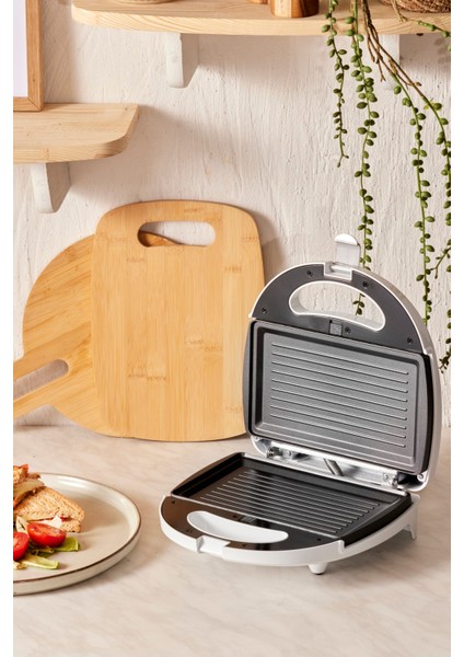 Portatif Beyaz Tost Makinesi, Çıkarılabilir Plakalar, Pratik ve Şık Tasarım fiyatları