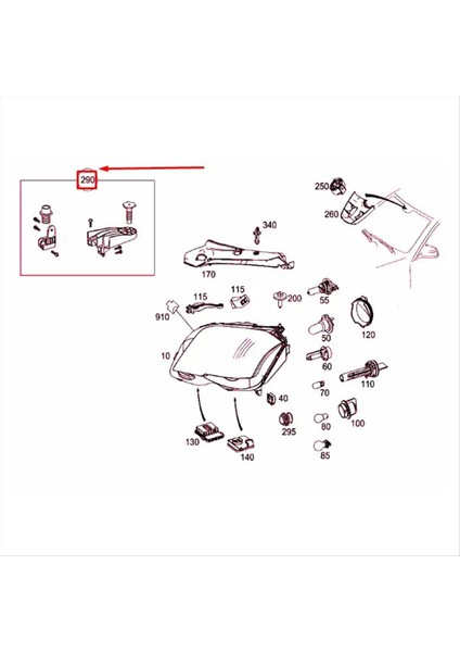 Mercedes-Benz Için Sol Far Braketi Tamir Takımı A2048200714 (Yurt Dışından) fiyatları
