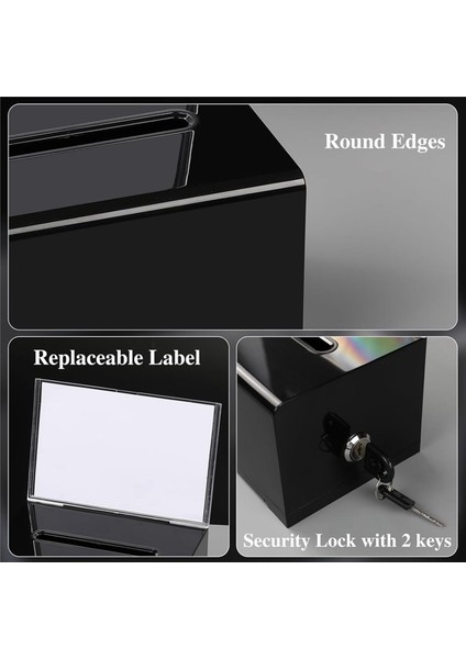 2 Paket Akrilik Bağış Kutusu Kilitli Siyah Oy Sandığı ve Burcu Tutucu Öneri Kutusu Bağış Toplama Bağışı Için (Yurt Dışından) indirimleri