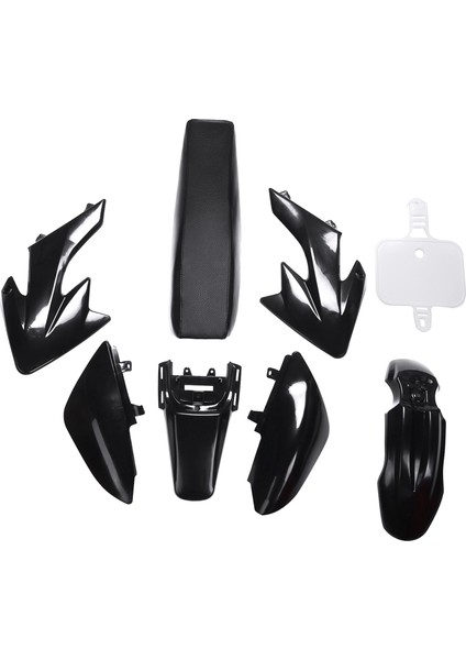 8 Parça Plastik 4 Zamanlı CRF50 Pit Off-Road Bisiklet Seti Çamurluklu Koltuk Siyah (Yurt Dışından)