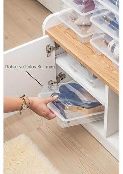 Bambus 10'lu Şeffaf Plastik Erkek Ayakkabı Kutusu Dayanıklı ve Pratik Kullanım Özelliğiyle