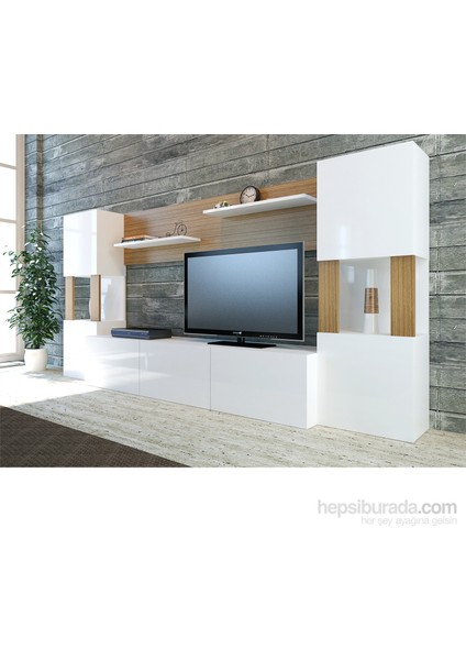 Lore Tv Ünitesi Beyaz Teak