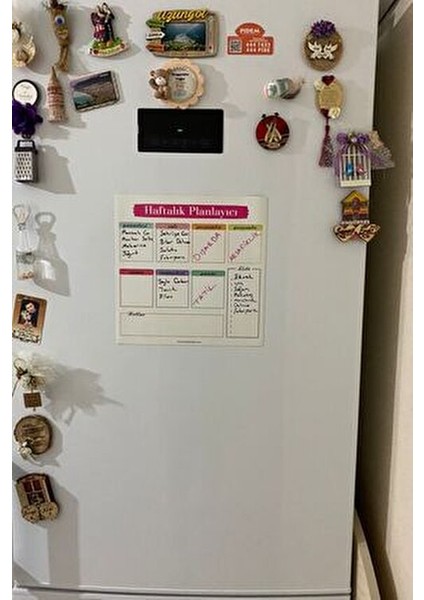 Kağıt Haftalık Menü Planlayıcı Mıknatıslı Yazı Tahtası 30X30 cm Buzdolabı Magneti +Kalem