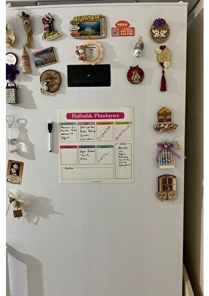 Kağıt Haftalık Menü Planlayıcı Mıknatıslı Yazı Tahtası 30X30 cm Buzdolabı Magneti +Kalem