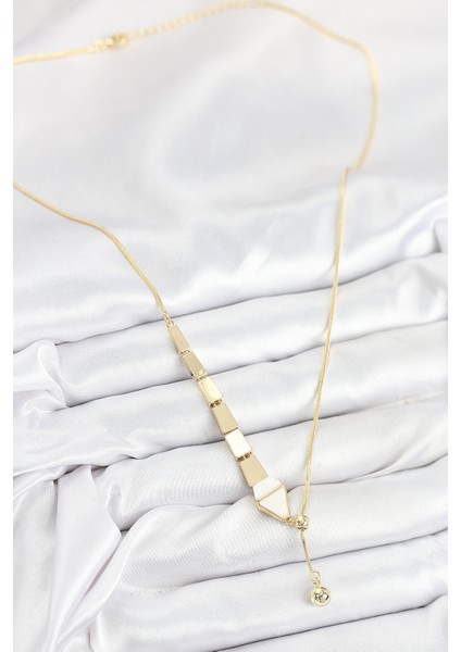 Pirinç Yılan Model Gold Renk Asansörlü Kadın Kolye - TJ-BKO10552 fiyatları