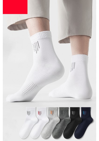 6 Çift Sport Yazılı Erkek Soket Çorap