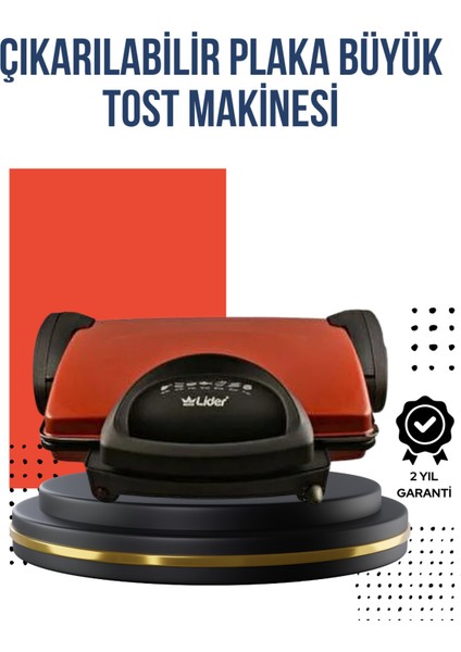 Kompakt Izgara ve Tost Makinesi, Çıkarılabilir Plaka, Döküm Gövde