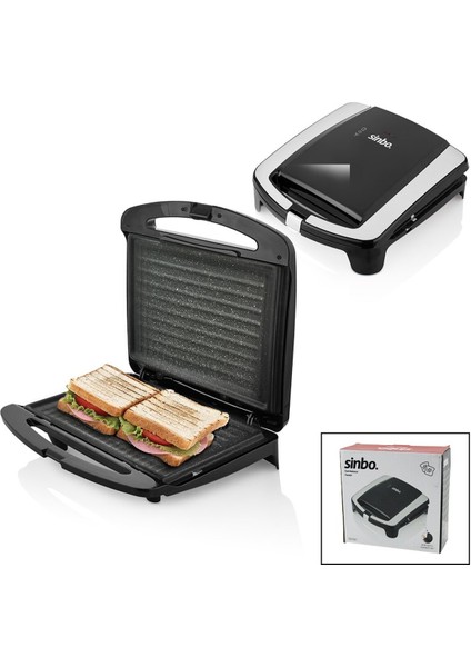 Elektrikli Tost Makinesi, 2 Dilim, Granit Yüzey, Kilitli Kapak, 750W