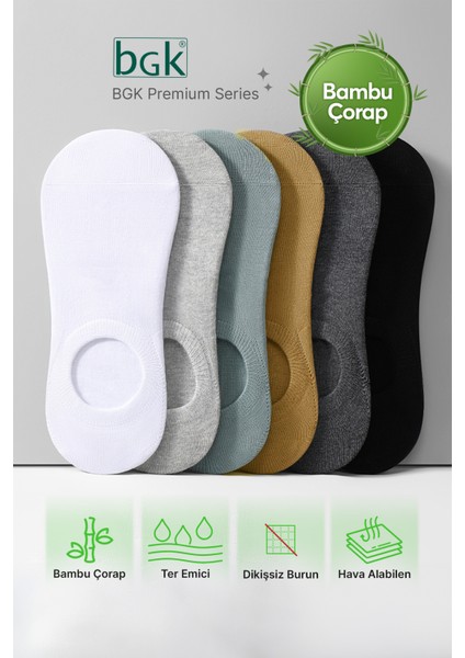 Unisex 6 Çift Bambu Yazlık Görünmez Çorap (Dikişsiz)