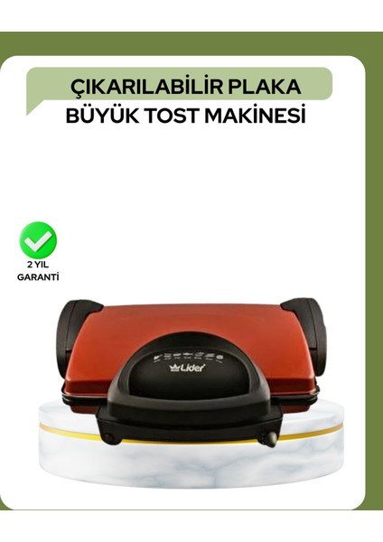 2000W Teflon Tost Makinesi, Geniş Plaka, Ayarlanabilir Isı, Kolay Temizlik