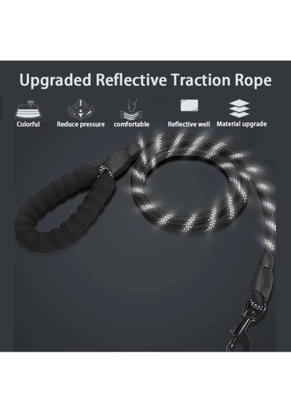 Köpekler Için Gezdirme Tasması Reflektörlü 130 cm Halat Orta ve Büyük Boy Köpekler Için Siyah modelleri