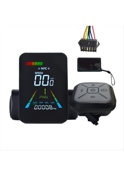 F3 E-Bike Nfc LCD Ekran Renkli Animasyonlu Metre Uart 24V/36V/48V/60V Elektrik Scooter Nfc LCD Metre Hız Gösterimi SM6PIN (Yurt Dışından)