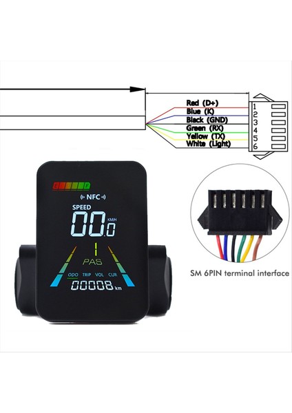 F3 E-Bike Nfc LCD Ekran Renkli Animasyonlu Metre Uart 24V/36V/48V/60V Elektrik Scooter Nfc LCD Metre Hız Gösterimi SM6PIN (Yurt Dışından) fiyatları