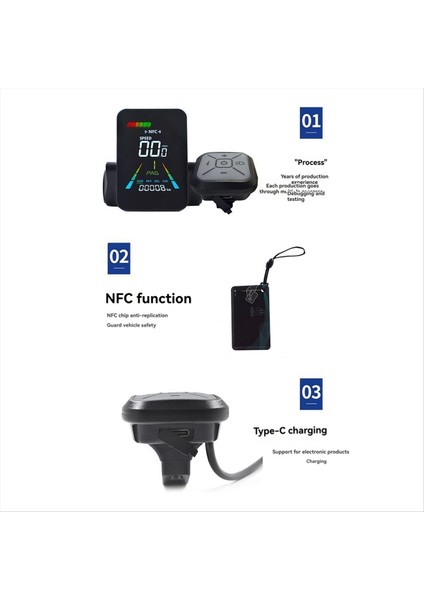 F3 E-Bike Nfc LCD Ekran Renkli Animasyonlu Metre Uart 24V/36V/48V/60V Elektrik Scooter Nfc LCD Metre Hız Gösterimi SM6PIN (Yurt Dışından) indirimleri