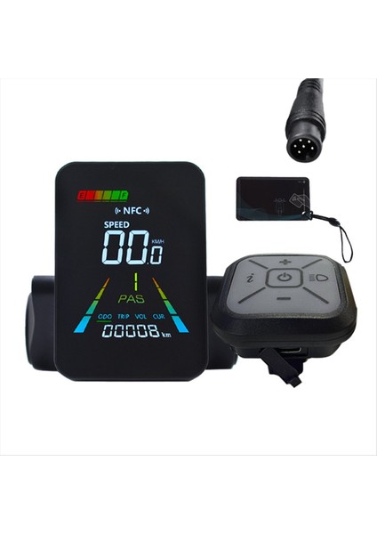 F3 E-Bike Nfc LCD Ekran Animasyonlu Renk Metre 24V/36V/48V/60V Uart Elektrik Scoter Nfc LCD Metre Hız Gösterimi 6pin (Yurt Dışından)