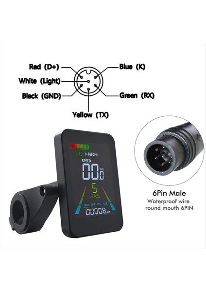 F3 E-Bike Nfc LCD Ekran Animasyonlu Renk Metre 24V/36V/48V/60V Uart Elektrik Scoter Nfc LCD Metre Hız Gösterimi 6pin (Yurt Dışından) indirimleri