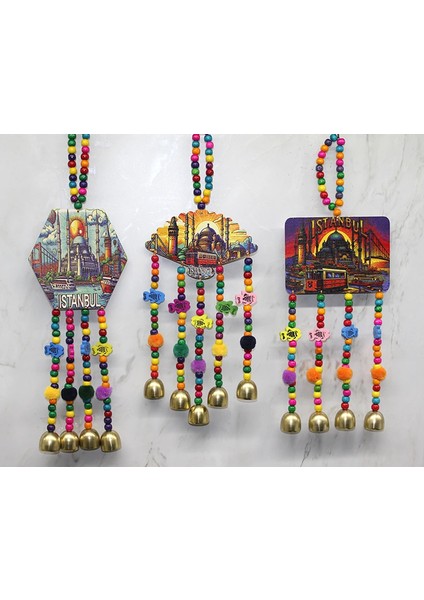 Istanbul Temalı Renkli Boncuklu Asmalı Rüzgar Çanı ALK4572