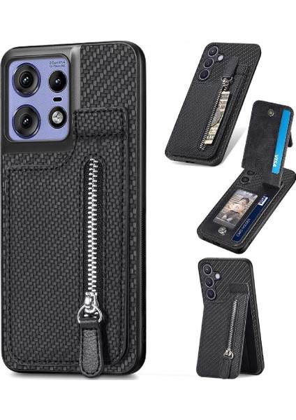 Motorola Edge 50 Pro Fermuar Cüzdan Standı Manyetik Kılıf (Yurt Dışından)