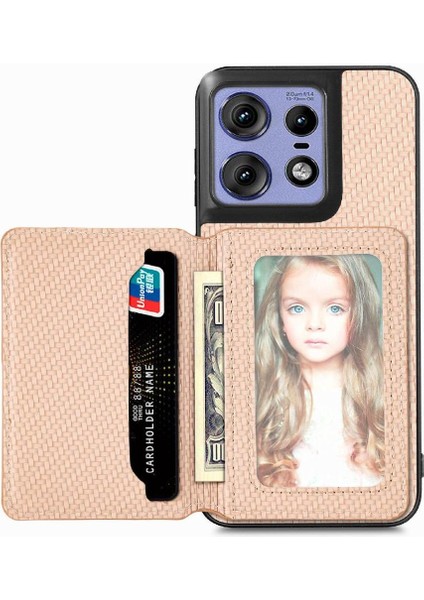 Motorola Edge 50 Pro Stand Fonksiyonu Manyetik Kart Kılıf (Yurt Dışından)