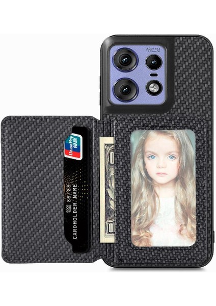 Motorola Edge 50 Pro Stand Fonksiyonu Manyetik Kart Kılıf (Yurt Dışından)