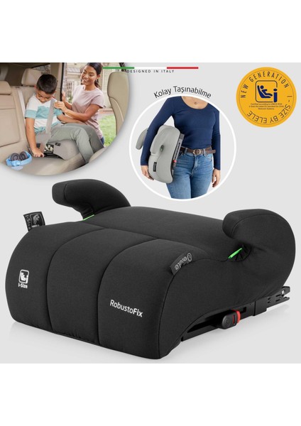 Robustofix I-Size Yükseltici Oto Koltuğu Isofix 125-150 cm 15-36 kg Siyah