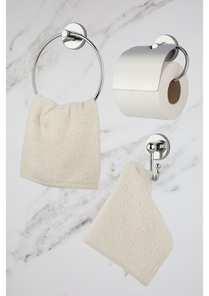 Geniş Kapaklı Krom Havluluk ve Çatal Bornoz Askısı Seti fiyatları