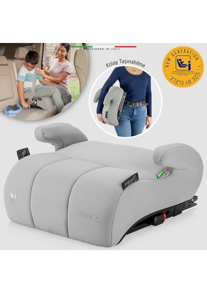Robustofix I-Size Yükseltici Oto Koltuğu Isofix 125-150 cm 15-36 kg Gri