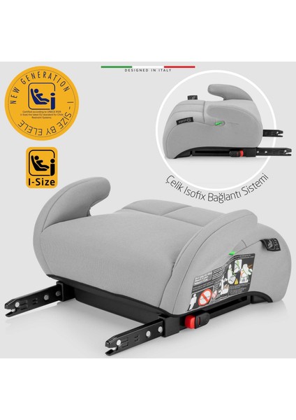 Robustofix I-Size Yükseltici Oto Koltuğu Isofix 125-150 cm 15-36 kg Gri fiyatları