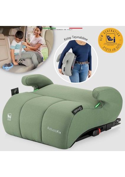 Robustofix I-Size Yükseltici Oto Koltuğu Isofix 125-150 cm 15-36 kg Yeşil