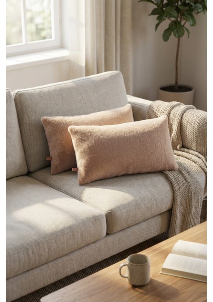 Iskandinav Bohem 2 Li Teddy Puffy Kırlent Kılıfı Bej fiyatları