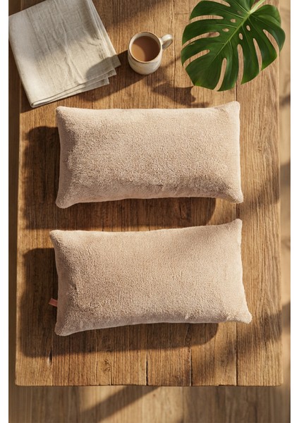 Iskandinav Bohem 2 Li Teddy Puffy Kırlent Kılıfı Bej modelleri