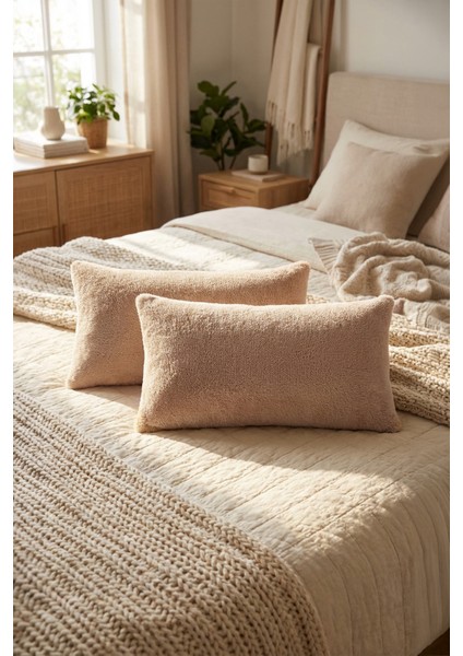 Iskandinav Bohem 2 Li Teddy Puffy Kırlent Kılıfı Bej fırsatları