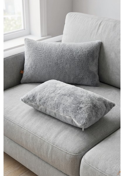 Iskandinav Bohem 2 Li Teddy Puffy Kırlent Kılıfı Gri modelleri
