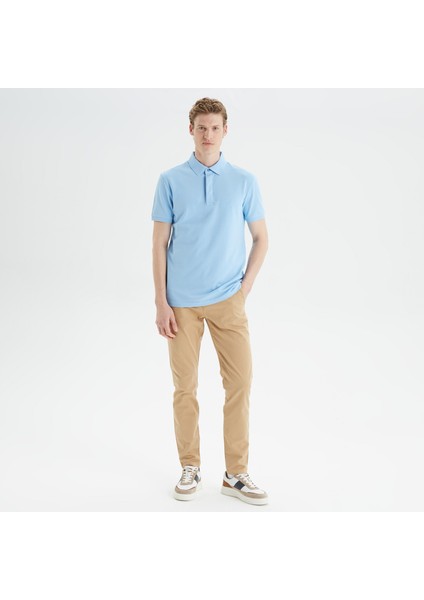 Erkek Mavi Slim Fit Kısa Kollu Polo Yaka T-Shirt K35062T.4NN
