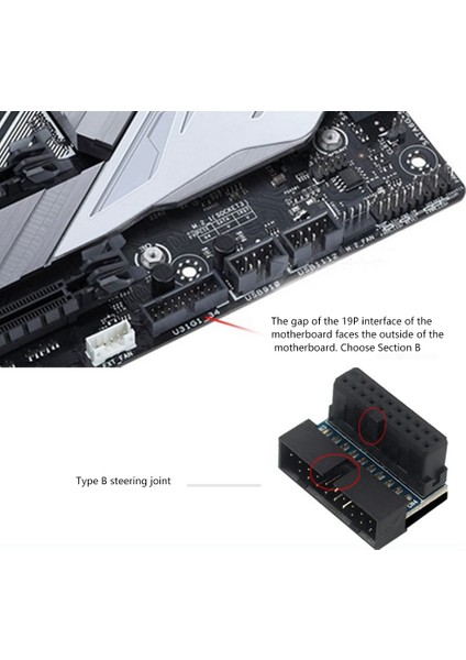 Siyah USB 3.0 20PIN Erkek - Dişi L Dönüş Sağ Açı Güç Adaptörü (Yurt Dışından) fiyatları