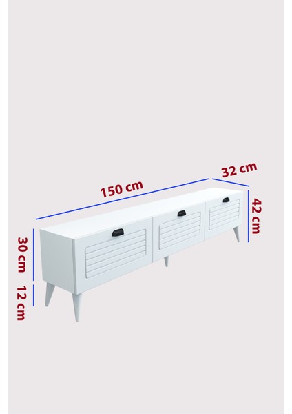Country Model 150 cm TV Ünitesi - MDF Membran Kapak Modern TV Sehpası | Beyaz Renk Televizyon Konsolu indirimleri