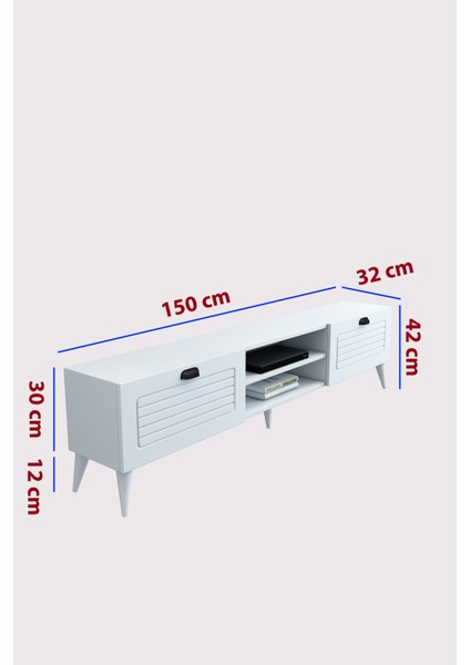 Country Model 150 cm TV Ünitesi – MDF Kapak, Raflı Modern TV Sehpası | Beyaz Renk Televizyon Konsolu indirimleri